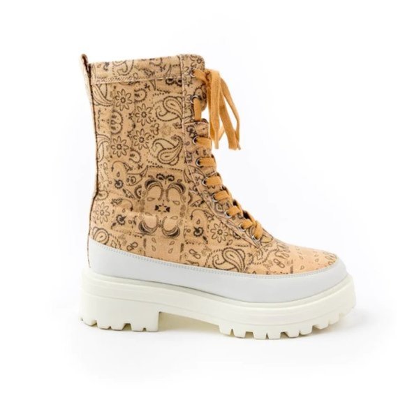 NWOT Free People jacquard print canvas lug sole lace-up "hiker" boots, EU 40 - Picture 7 of 16